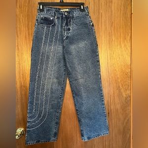 Vintage Indigo Gold embroidered straight leg jeans